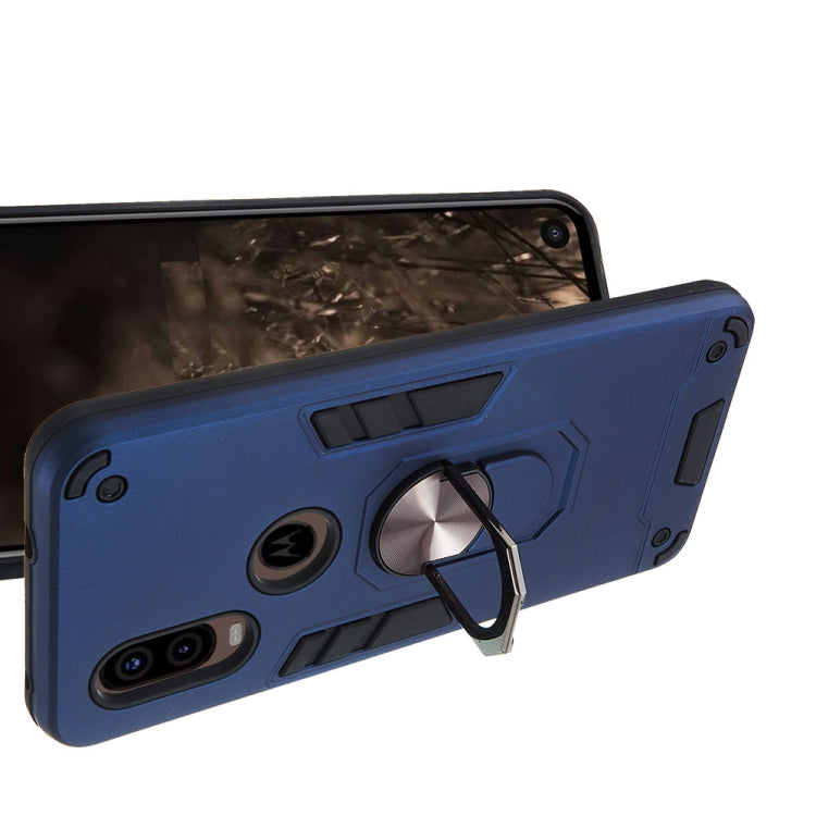 For Motorola Moto P40 2 in 1 Armour Series PC + TPU Protective Case with Ring Holder