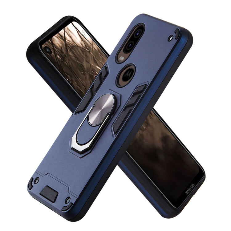 For Motorola Moto P40 2 in 1 Armour Series PC + TPU Protective Case with Ring Holder
