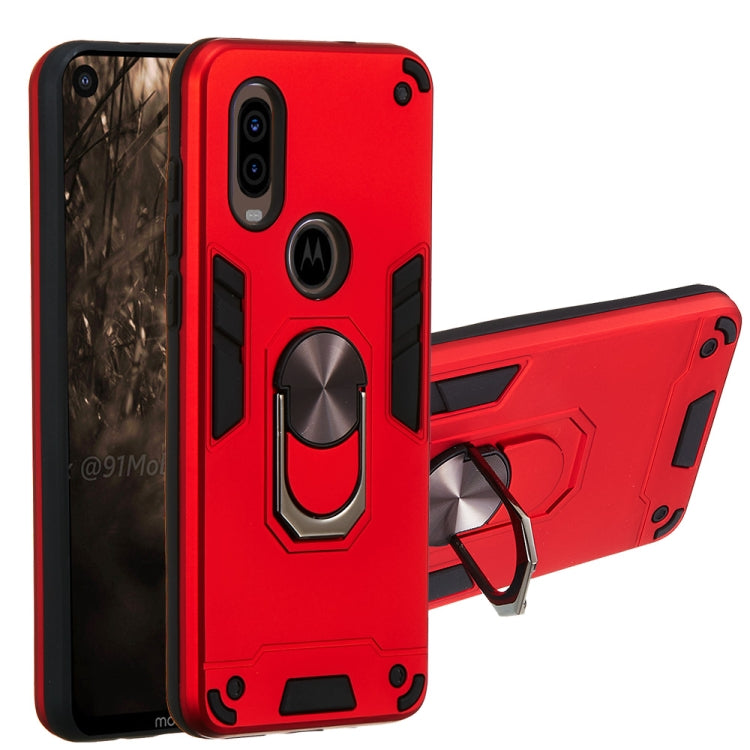 For Motorola Moto P40 2 in 1 Armour Series PC + TPU Protective Case with Ring Holder