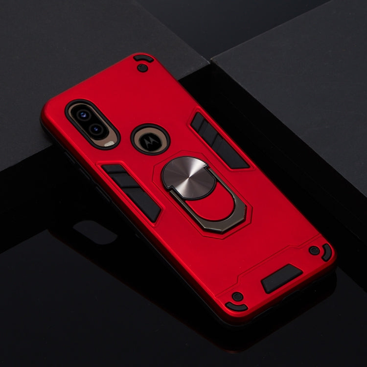 For Motorola Moto P40 2 in 1 Armour Series PC + TPU Protective Case with Ring Holder