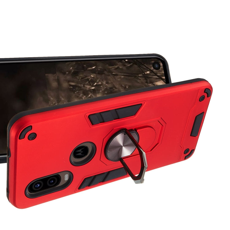 For Motorola Moto P40 2 in 1 Armour Series PC + TPU Protective Case with Ring Holder