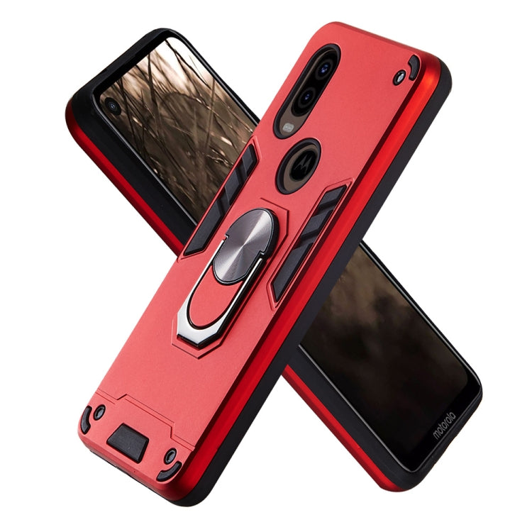 For Motorola Moto P40 2 in 1 Armour Series PC + TPU Protective Case with Ring Holder