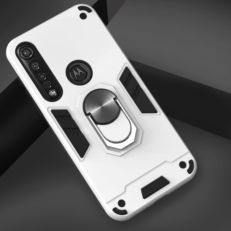 For Motorola Moto G8 Plus 2 in 1 Armour Series PC + TPU Protective Case with Ring Holder