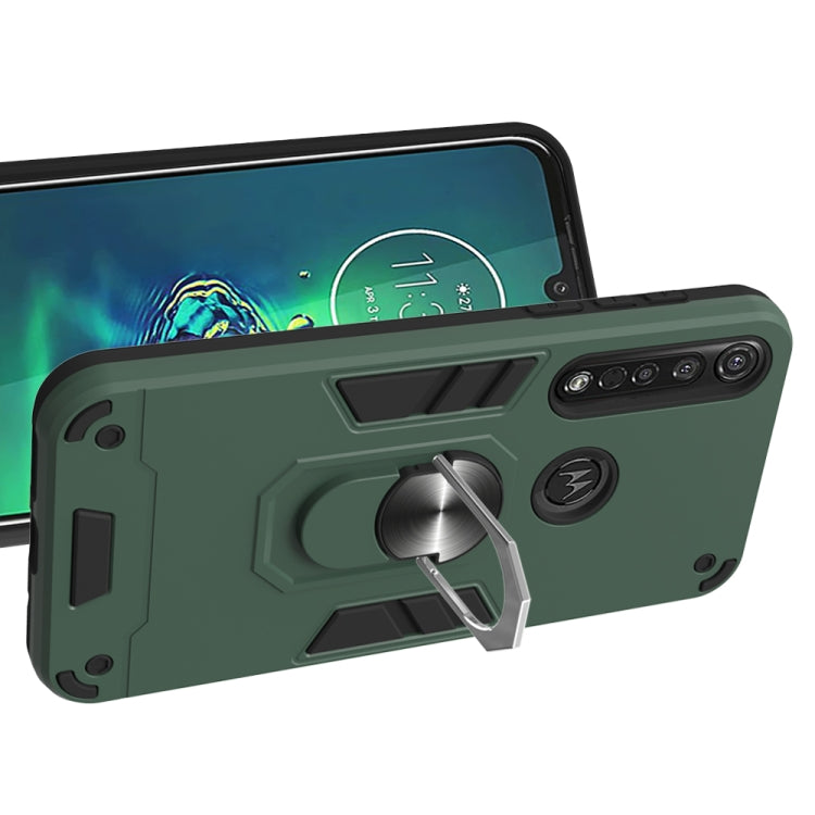 For Motorola Moto G8 Plus 2 in 1 Armour Series PC + TPU Protective Case with Ring Holder