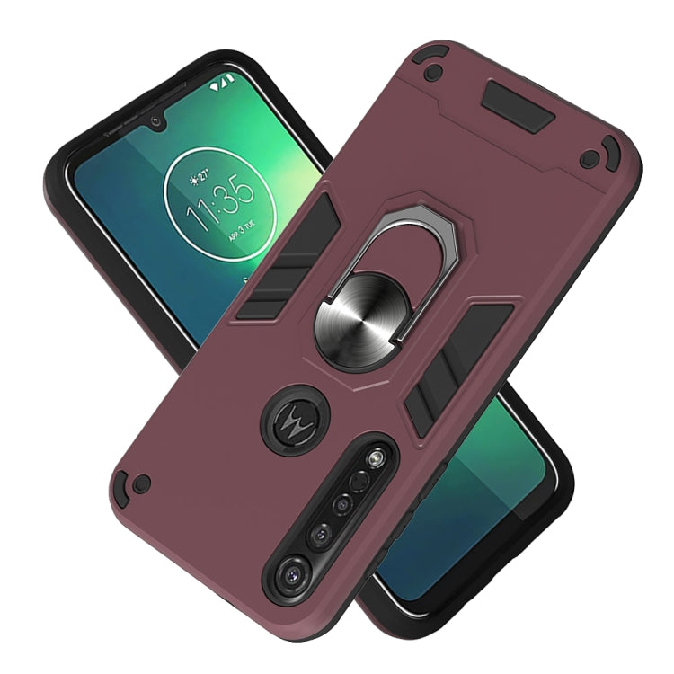 For Motorola Moto G8 Plus 2 in 1 Armour Series PC + TPU Protective Case with Ring Holder
