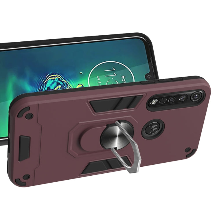 For Motorola Moto G8 Plus 2 in 1 Armour Series PC + TPU Protective Case with Ring Holder