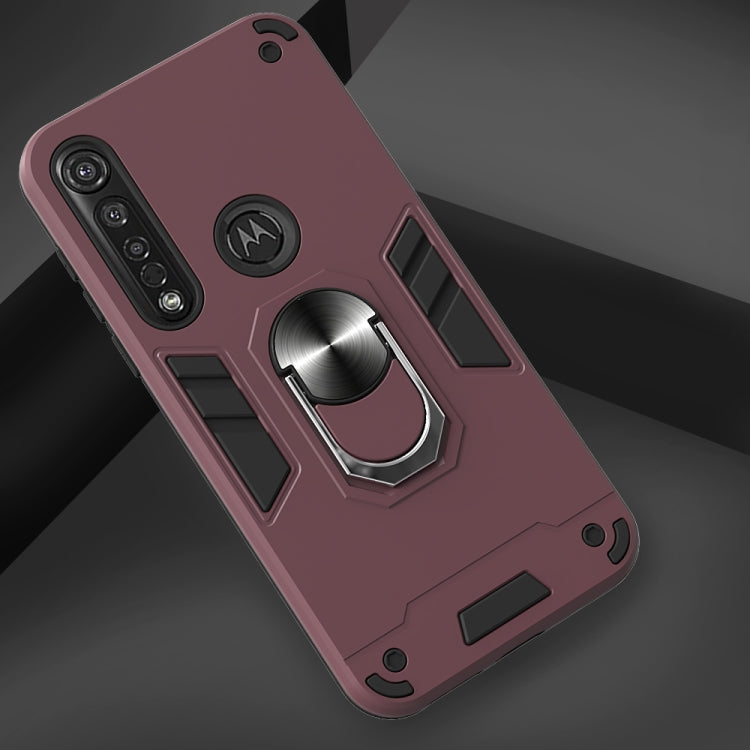For Motorola Moto G8 Plus 2 in 1 Armour Series PC + TPU Protective Case with Ring Holder