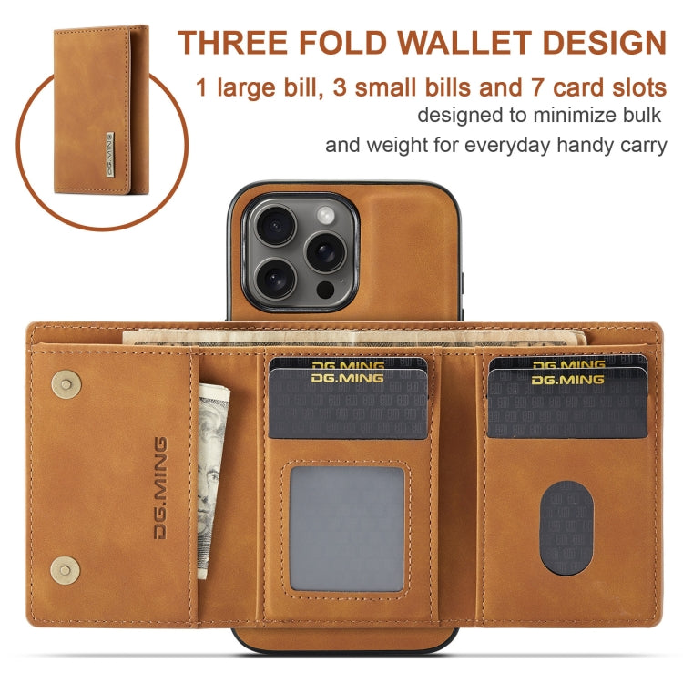For iPhone 16 Pro Max DG.MING M1 Series 3-Fold Multi Card Wallet Leather Phone Case