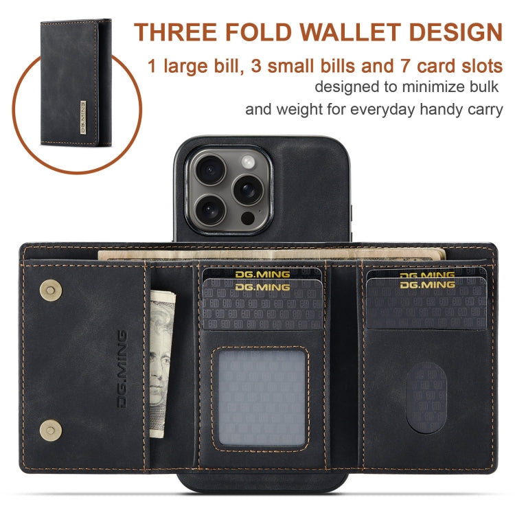 For iPhone 16 Pro DG.MING M1 Series 3-Fold Multi Card Wallet Leather Phone Case