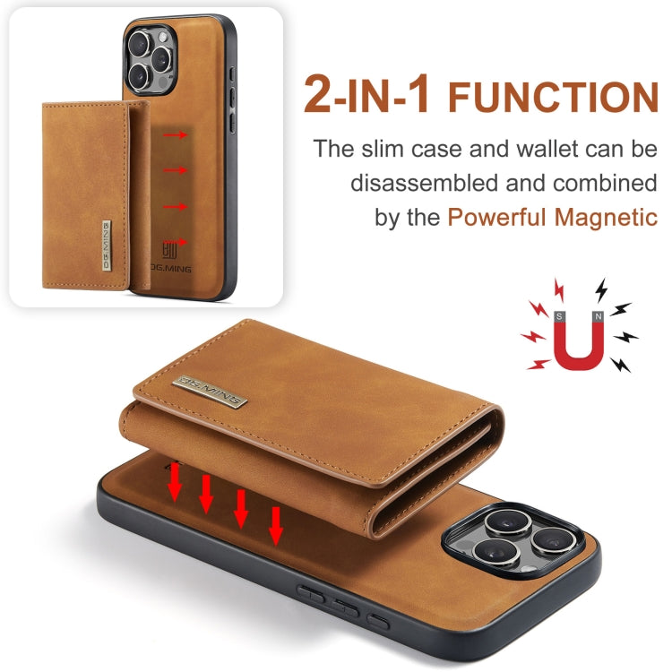 For iPhone 16 Pro DG.MING M1 Series 3-Fold Multi Card Wallet Leather Phone Case