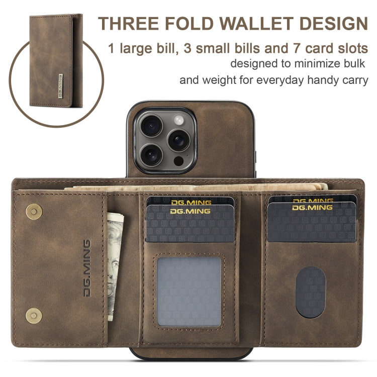 For iPhone 16 Pro DG.MING M1 Series 3-Fold Multi Card Wallet Leather Phone Case