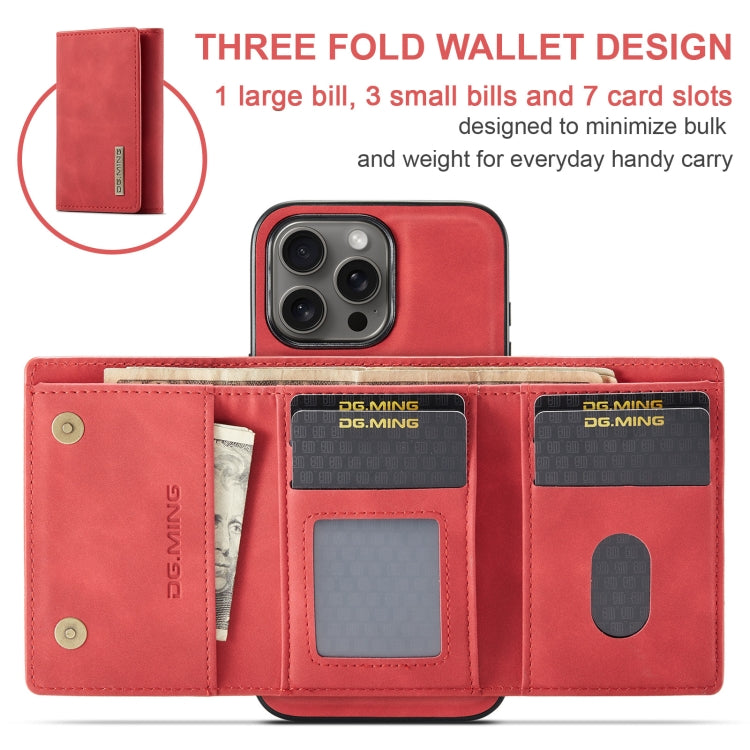 For iPhone 16 Pro DG.MING M1 Series 3-Fold Multi Card Wallet Leather Phone Case