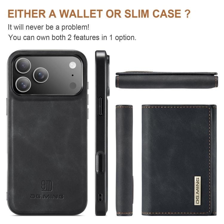 For iPhone 17 Pro Max DG.MING M1 Series 3-Fold Multi Card Wallet Leather Phone Case