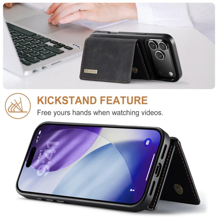 For iPhone 17 Pro Max DG.MING M1 Series 3-Fold Multi Card Wallet Leather Phone Case