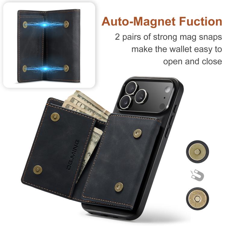 For iPhone 17 Pro Max DG.MING M1 Series 3-Fold Multi Card Wallet Leather Phone Case