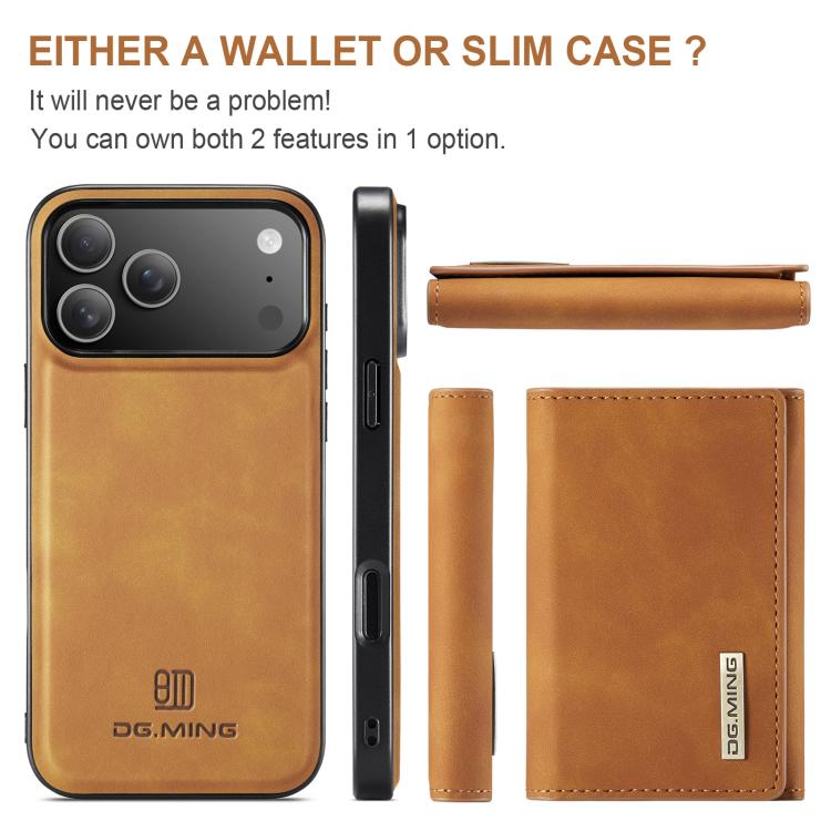 For iPhone 17 Pro Max DG.MING M1 Series 3-Fold Multi Card Wallet Leather Phone Case