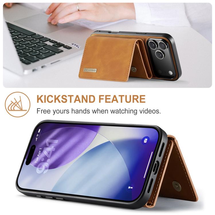 For iPhone 17 Pro Max DG.MING M1 Series 3-Fold Multi Card Wallet Leather Phone Case