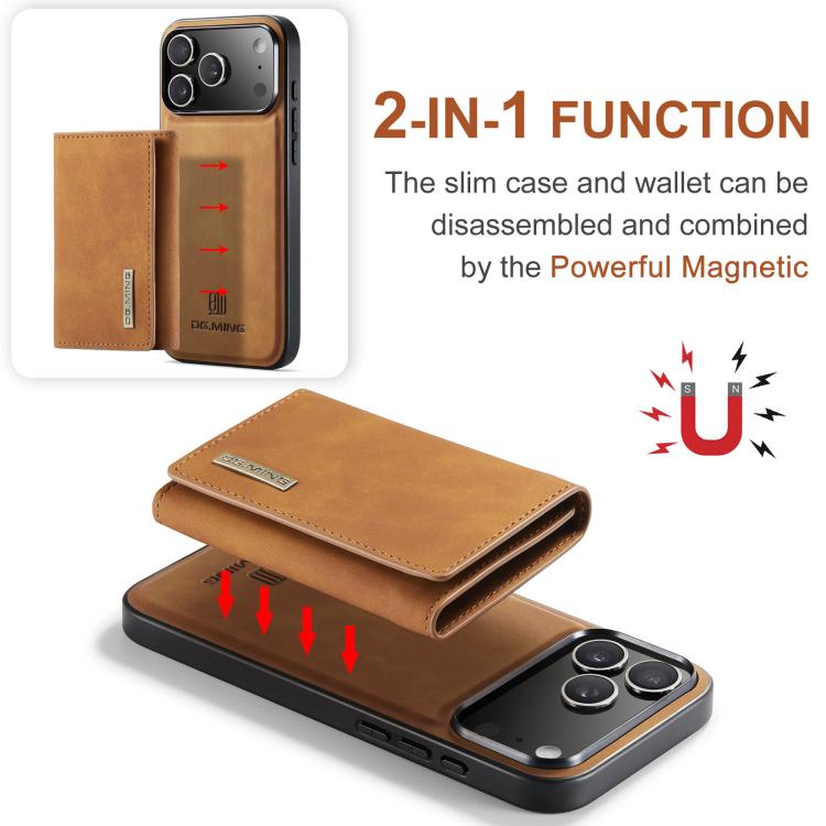 For iPhone 17 Pro Max DG.MING M1 Series 3-Fold Multi Card Wallet Leather Phone Case