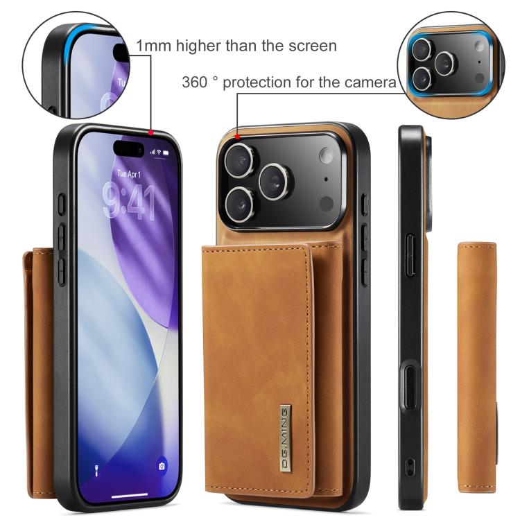 For iPhone 17 Pro Max DG.MING M1 Series 3-Fold Multi Card Wallet Leather Phone Case