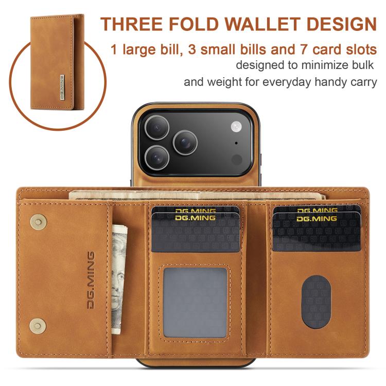 For iPhone 17 Pro Max DG.MING M1 Series 3-Fold Multi Card Wallet Leather Phone Case