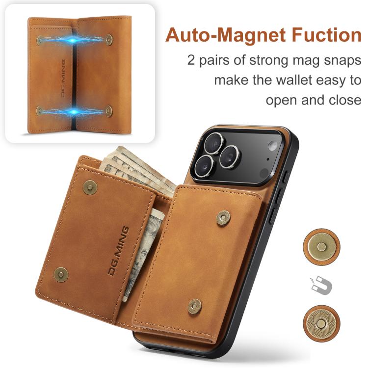 For iPhone 17 Pro Max DG.MING M1 Series 3-Fold Multi Card Wallet Leather Phone Case