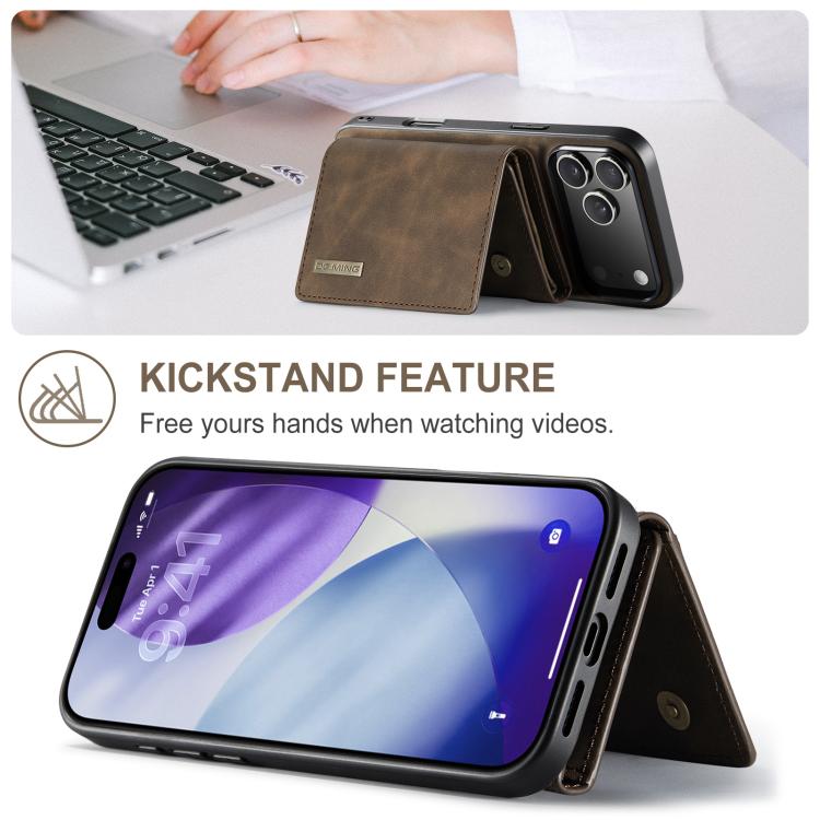 For iPhone 17 Pro Max DG.MING M1 Series 3-Fold Multi Card Wallet Leather Phone Case