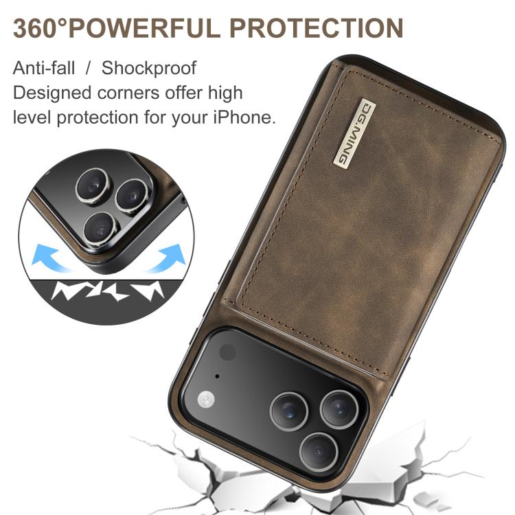For iPhone 17 Pro Max DG.MING M1 Series 3-Fold Multi Card Wallet Leather Phone Case