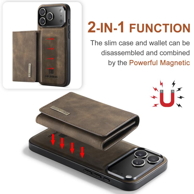 For iPhone 17 Pro Max DG.MING M1 Series 3-Fold Multi Card Wallet Leather Phone Case