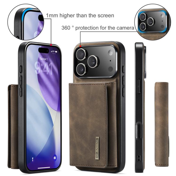 For iPhone 17 Pro Max DG.MING M1 Series 3-Fold Multi Card Wallet Leather Phone Case