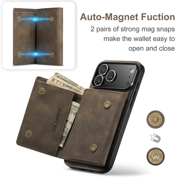 For iPhone 17 Pro Max DG.MING M1 Series 3-Fold Multi Card Wallet Leather Phone Case