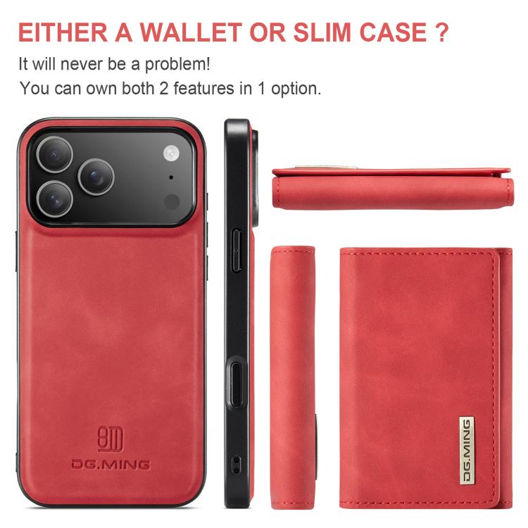 For iPhone 17 Pro Max DG.MING M1 Series 3-Fold Multi Card Wallet Leather Phone Case