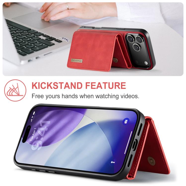 For iPhone 17 Pro Max DG.MING M1 Series 3-Fold Multi Card Wallet Leather Phone Case