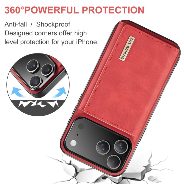 For iPhone 17 Pro Max DG.MING M1 Series 3-Fold Multi Card Wallet Leather Phone Case