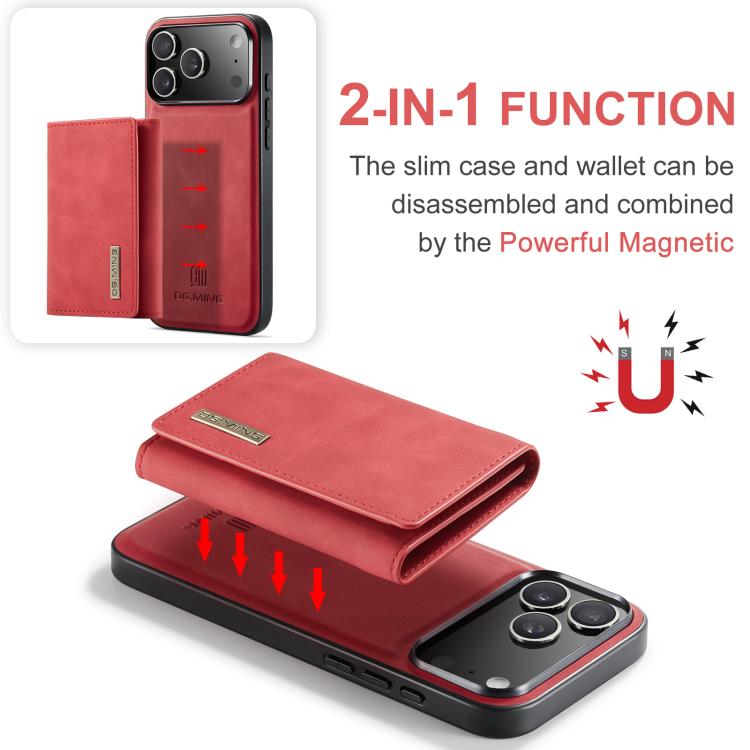 For iPhone 17 Pro Max DG.MING M1 Series 3-Fold Multi Card Wallet Leather Phone Case
