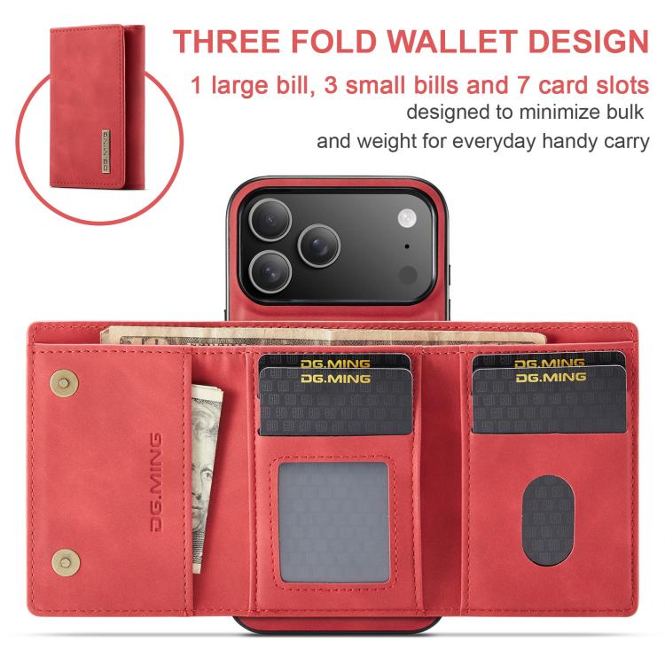 For iPhone 17 Pro Max DG.MING M1 Series 3-Fold Multi Card Wallet Leather Phone Case