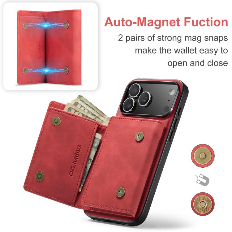 For iPhone 17 Pro Max DG.MING M1 Series 3-Fold Multi Card Wallet Leather Phone Case