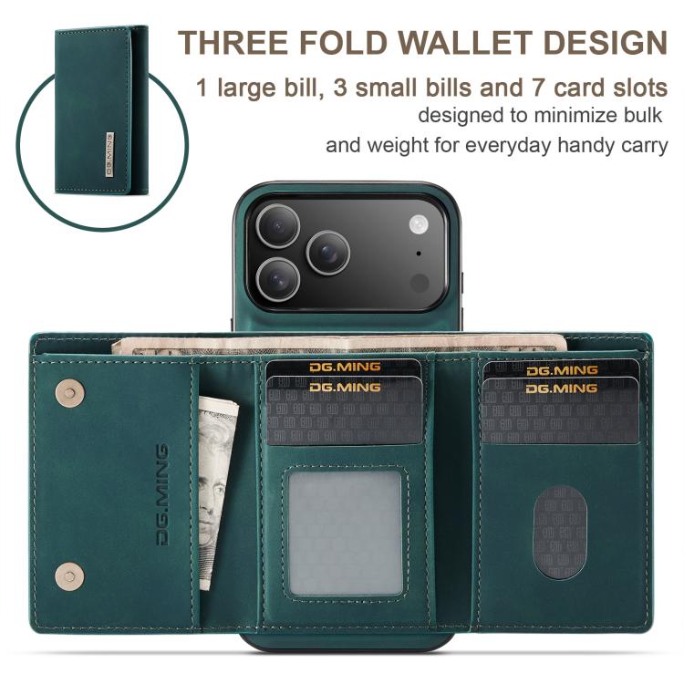 For iPhone 17 Pro Max DG.MING M1 Series 3-Fold Multi Card Wallet Leather Phone Case