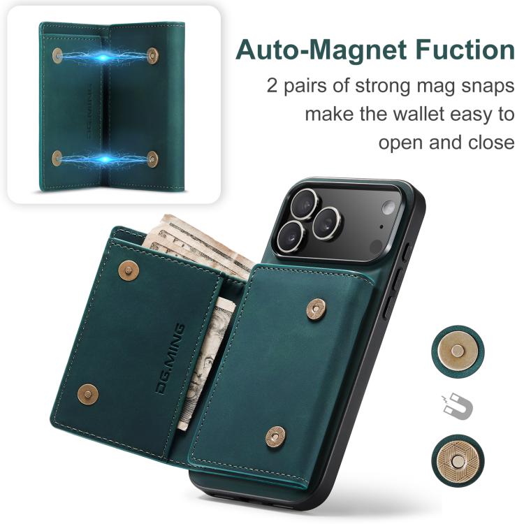 For iPhone 17 Pro Max DG.MING M1 Series 3-Fold Multi Card Wallet Leather Phone Case
