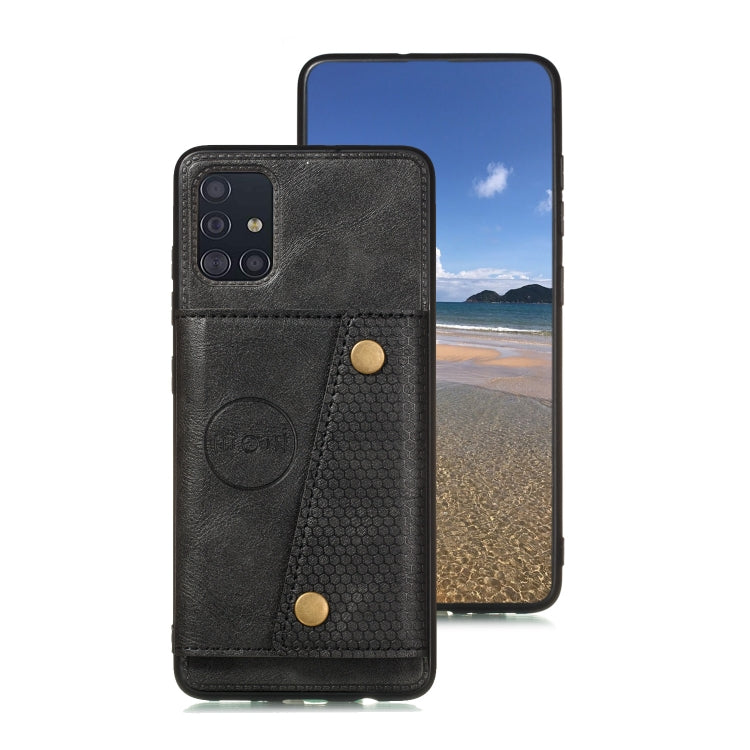 For Samsung Galaxy A31 Double Buckle PU + TPU Shockproof Magnetic Protective Case with Card Slot