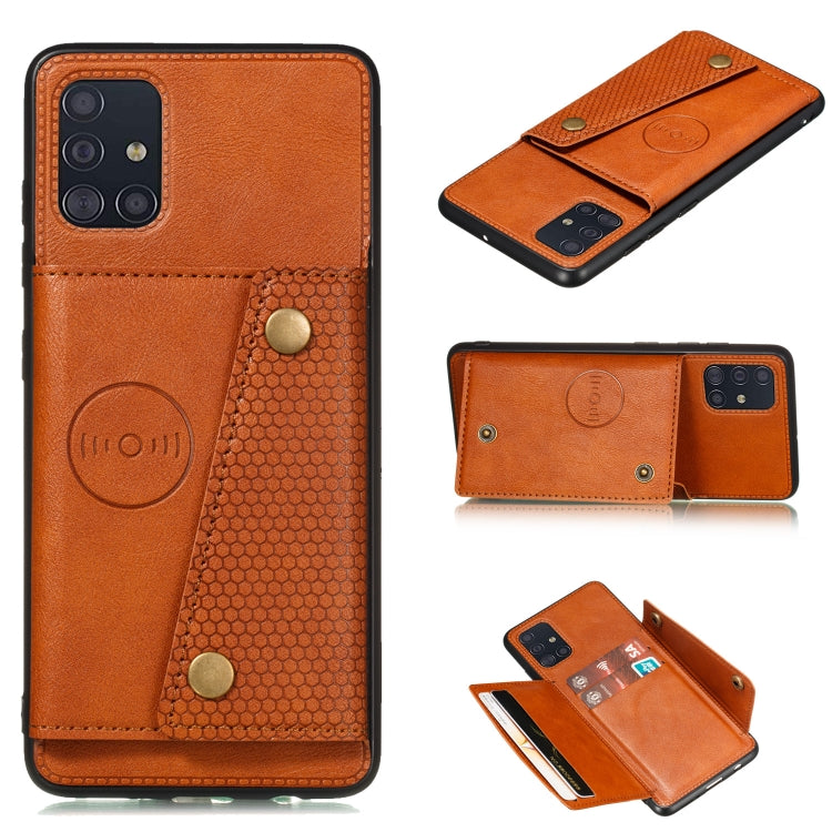 For Samsung Galaxy A31 Double Buckle PU + TPU Shockproof Magnetic Protective Case with Card Slot