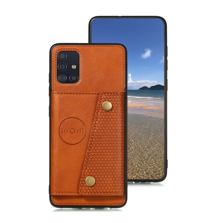 For Samsung Galaxy A31 Double Buckle PU + TPU Shockproof Magnetic Protective Case with Card Slot
