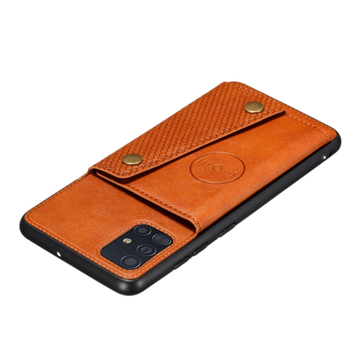 For Samsung Galaxy A31 Double Buckle PU + TPU Shockproof Magnetic Protective Case with Card Slot