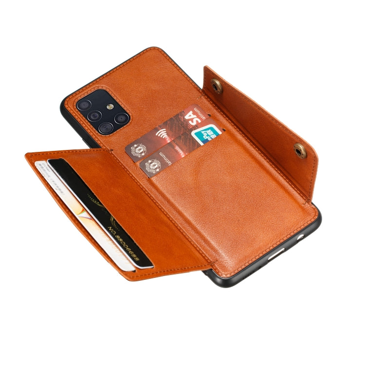 For Samsung Galaxy A31 Double Buckle PU + TPU Shockproof Magnetic Protective Case with Card Slot