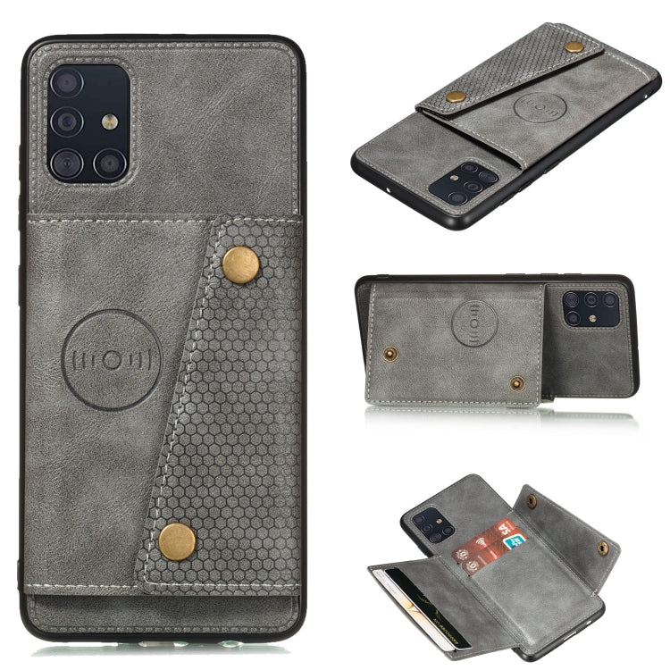For Samsung Galaxy A31 Double Buckle PU + TPU Shockproof Magnetic Protective Case with Card Slot