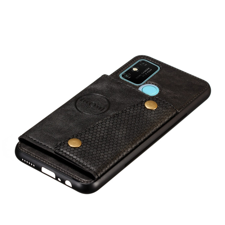 For Samsung Galaxy A21s Double Buckle PU + TPU Shockproof Magnetic Protective Case with Card Slot