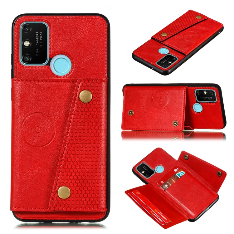 For Samsung Galaxy A21s Double Buckle PU + TPU Shockproof Magnetic Protective Case with Card Slot