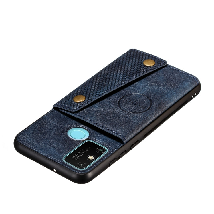 For Samsung Galaxy A21s Double Buckle PU + TPU Shockproof Magnetic Protective Case with Card Slot