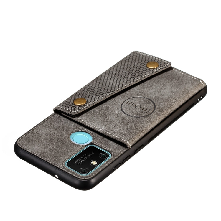 For Samsung Galaxy A21s Double Buckle PU + TPU Shockproof Magnetic Protective Case with Card Slot