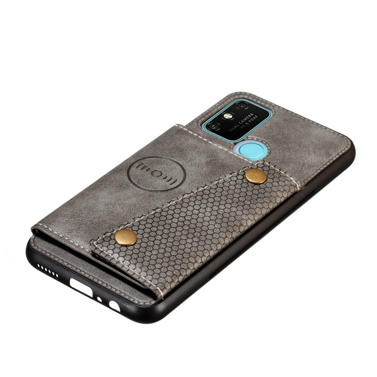 For Samsung Galaxy A21s Double Buckle PU + TPU Shockproof Magnetic Protective Case with Card Slot