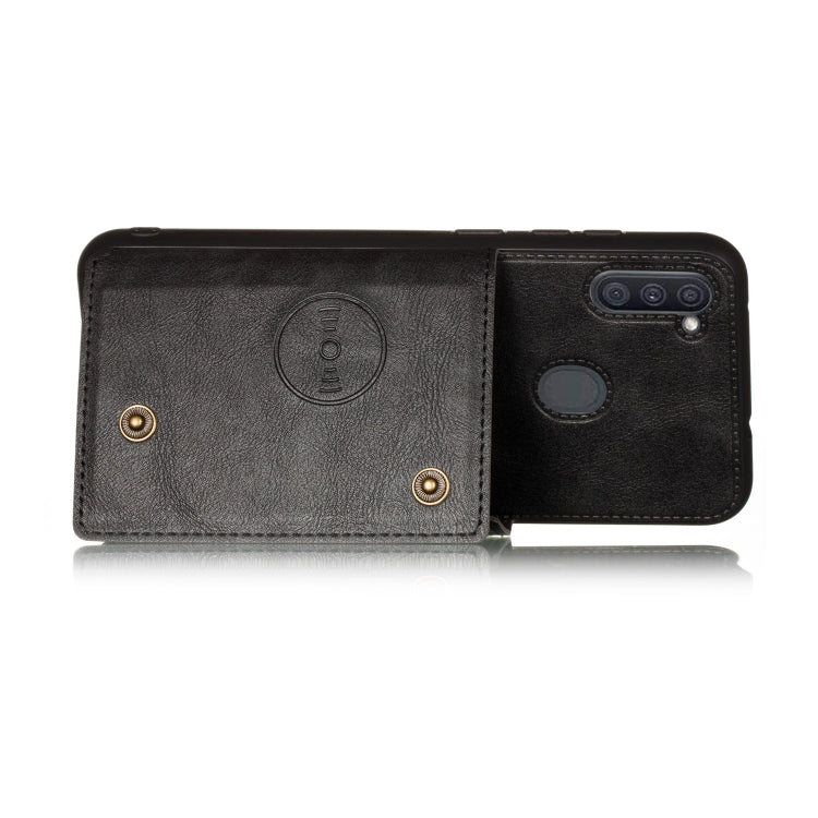 For Samsung Galaxy A11 Double Buckle PU + TPU Shockproof Magnetic Protective Case with Card Slot
